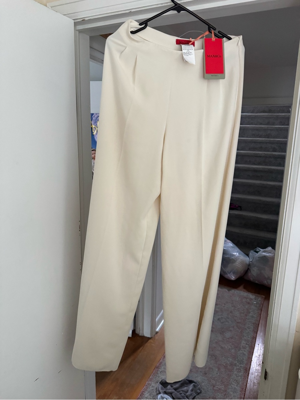 Women's Cream High-Waist Tailored Pants